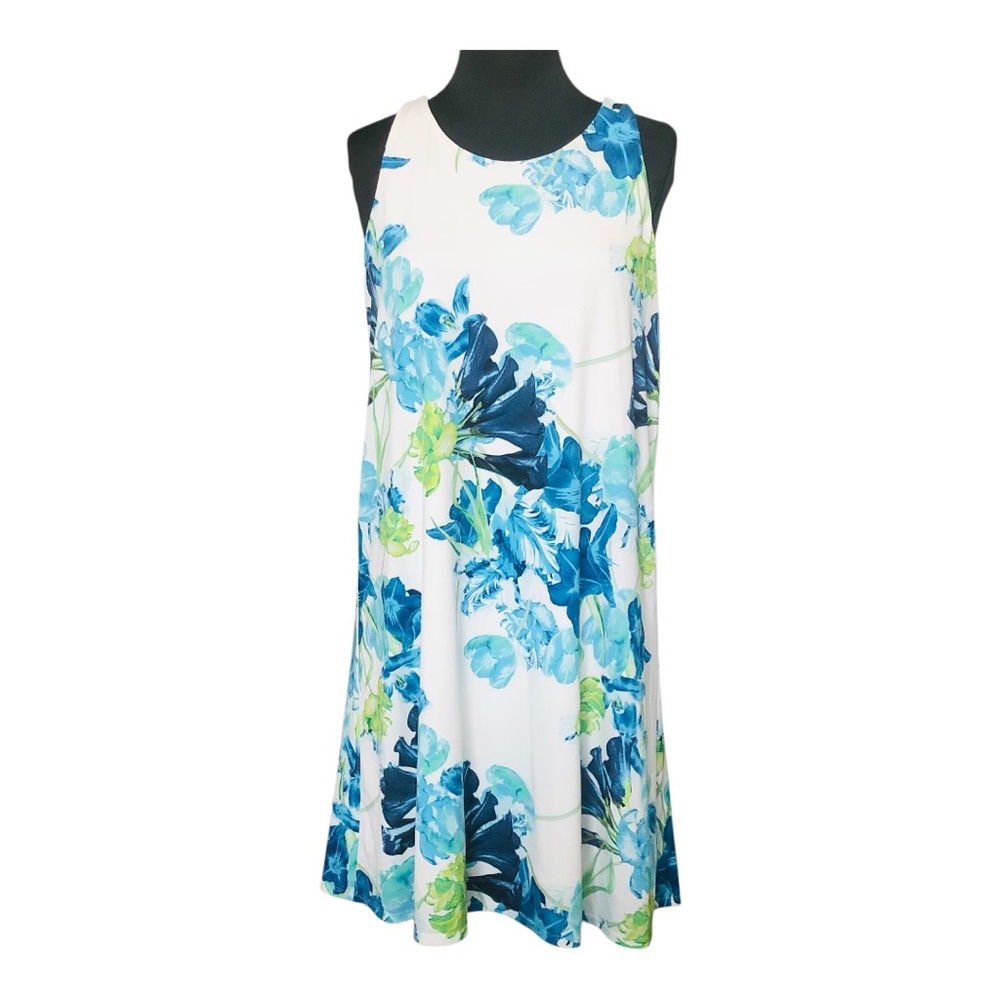 CeCe Multicolor Floral Sleeveless Lined Dress Size M Racerback with Keyhole